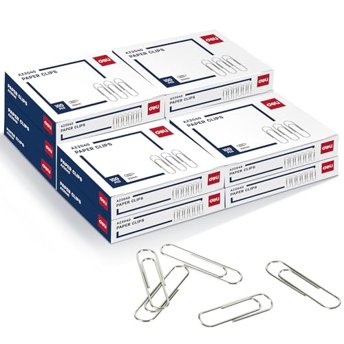 Deli #1 Smooth Paper Clips, 1000 Medium Paper Clips, 10 Boxes of 100 Each, Silver