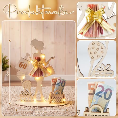 ARTREE 60th Birthday Wood Money Holder with LED Lights - image 3