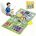 Musical Farm Animals Sounds Piano Mat for Kids, Sensory Educational Learning Toy with Drumset for Toddlers, Interactive Floor Touch Play Mat Dancing Keyboard Carpet for 1-5 Year Old Boy Girl Gifts