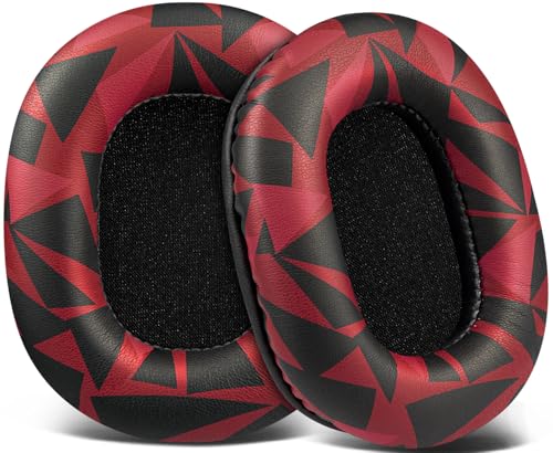Image of SOULWIT Earpads Replacement for Audio Technica ATH M50X M50XBT M50RD M40X M30X M20X MSR7 SX1 Monitor Headphones, Ear Pads Cushions with Softer Protein Leather, High-Density Foam - M50X PL Red Storm