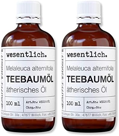 wesentlich. Teebaumöl - ätherisches Öl - 100% naturrein (Glasflasche) - u.a. für Duftlampe und Diffuser (2x100ml)