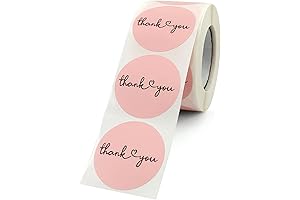 PMCDS2G 1.5" Pink Thank You Stickers for Festival Cards, Gift Wraps, Tags