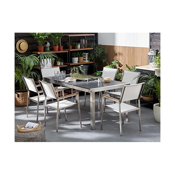 Beliani Garten Essgruppe Grosseto Grau/Weiß