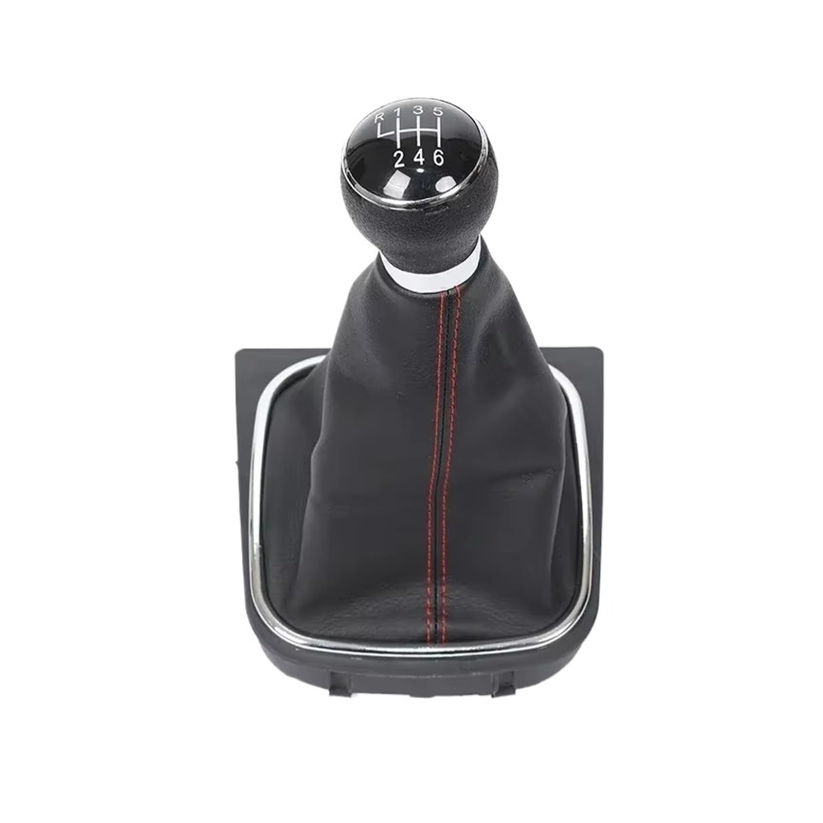 Qwqaab 6 Speed Red Line Manual Gear Knob For Vw Golf 5 Mk5 Jetta 2004-2010 For 6 Mk6 2010-2014 Manual Gear Shift Knob Pu Gaiter Boot 5/6 Speed(6 Speed Red Line)
