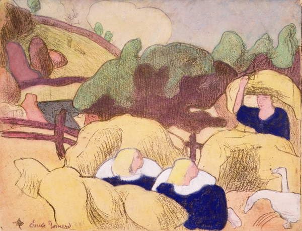 Tableau toile Emile Bernard meules de foin poster 60x90cm