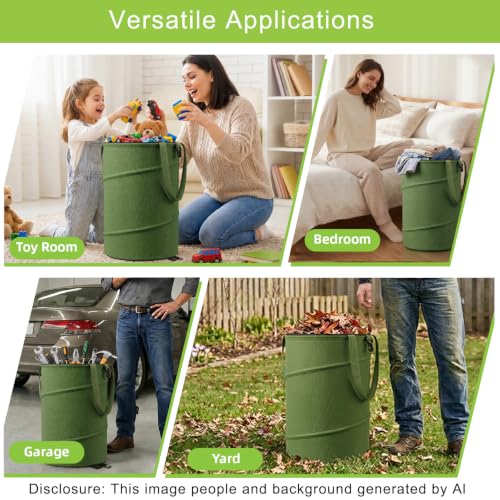 Image of Collapsible Trash Can 13 Gallon, Pop Up Trash Can with Zipper Lid | Heavy Duty 600D Oxford Fabric, Portable Outdoor Camping Trash Can, Foldable Recycle Bin for Home Garage Camping(13Gallon Lid)