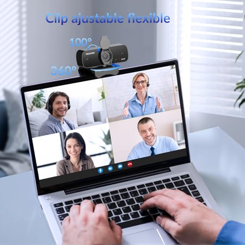 NEWORK Kamera internetowa 4K PC z czujnikiem Sony, autofokusem i osłoną prywatności, kamera do streamingu Ultra HD, 2 mikrofony z redukcją szumów, USB Plug & Play, 77° FOV, do Zoom, Skype