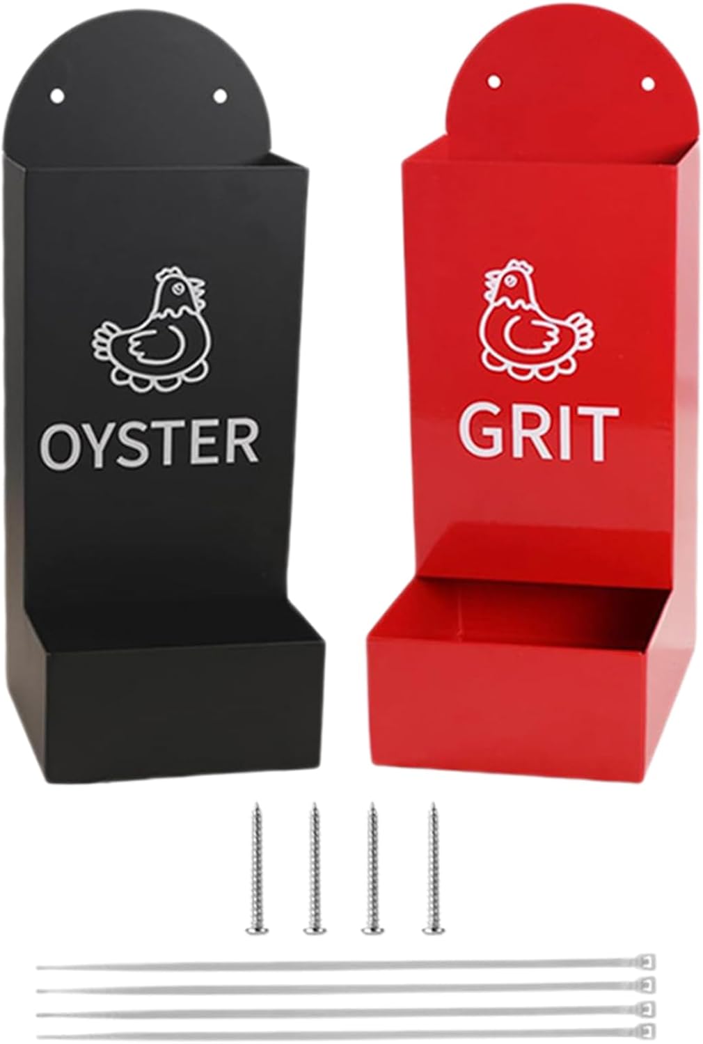 Oyster Shell Feeder for Chickens, Set of 2 Oyster Shell and Grit Feeders, Poultry Feeding Equipment, Pet Supplies, Coop Accessories for Hens, Ducks, 10.24 x 3.94 inches