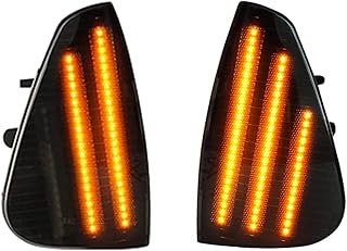 Riloer Left Right Side Marker Lamp Smoke Lens, Front Amber LED Bumper Corner Side Marker Lights, Compatible with Dodge Charger 2006-2010, Sequential Dynamic Light