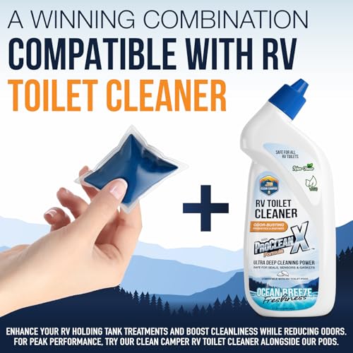 Image of Clean Camper Extreme Strength RV Holding Tank Pods Maximum Odor Control & Fast Waste Breakdown | Bio-Active Enzyme Formula | Sensor Safe, Septic-Safe, & Eco-Friendly | Easy Drop-In Pods