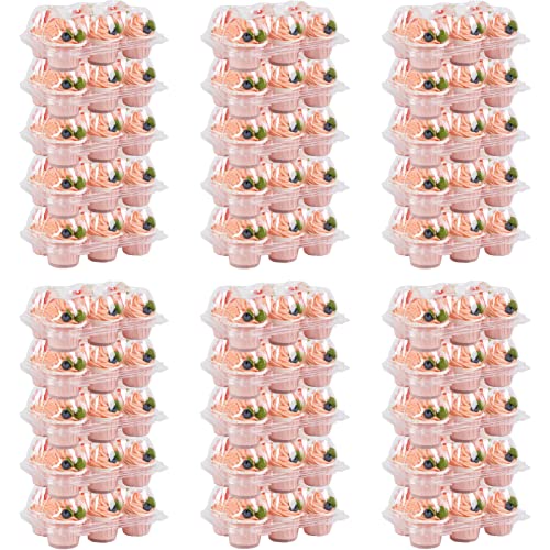Chezmax (6 Counts X 30Sets Cupcake Containers 6 Counts, Cupcake Boxes For 6 Cupcakes, Disposable Cupcake Cupcake Carrier Holders, Clear Plastic Containers With Tall Dome Lid, Bpa Free #TOP20