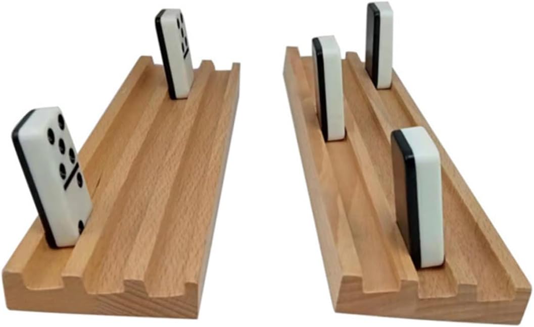 YARNOW Wooden Domino Rack Displaying Stand Non Slip Base for Domino Tiles Card Games Lightweight Design with Angled View for
