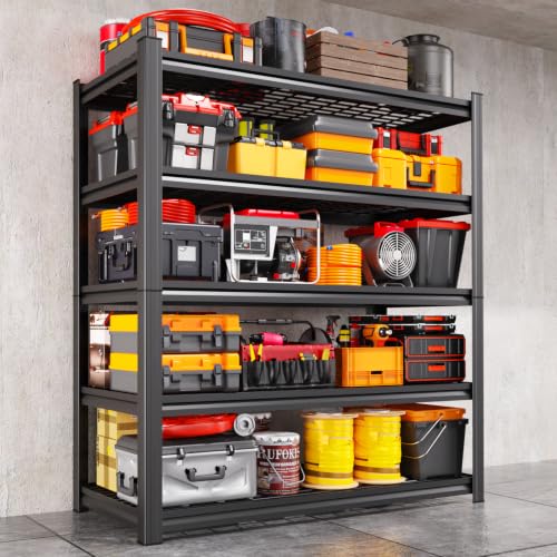Storage Shelves, 2500lbs Garage Shelving,Adjustable Heavy Duty Shelving Unit,5T Tall Garage Shelves，Metal Standing Shelf Units,Utility Rack For Kitchen Warehouse Industrial Basement 71.2*35.4*15.7
