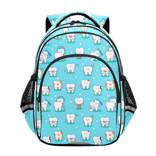 Dental Teeth Pattern Backpack for Kids Elementary School Bag Boys Girls Bookbag Travel Backpack Daypack