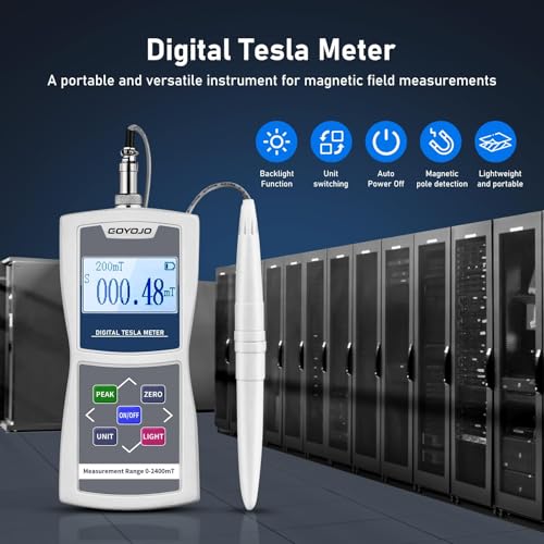 Image of GOYOJO Digital Gauss Meter (2400mT /24000Gs), High Accuracy Magnetic Field Tester for DC Magnet Measurement, Permanent Magnets, Motors, Speakers, and Industrial Applications, ±1% Accuracy