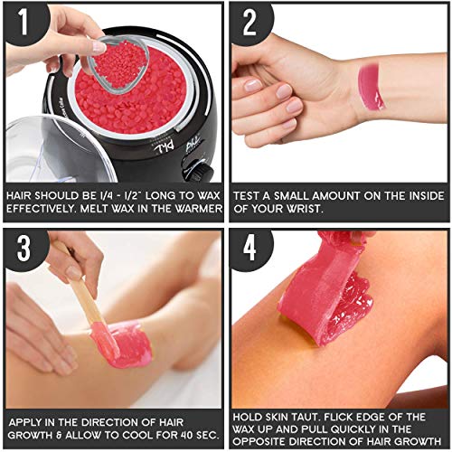 Waxing Kit with Digital Wax Warmer, 4 Bags of Stripless Hard Wax Beans for Hair Removal, 30 Applicators for Full Body, Face, Bikini, Brazilian for Women, Safe for Sensitive Skin, Get Smooth Sexy Skin - Thumbnail 5