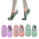 3Pair Yoga Socks for Women Non Slip Arch Support - Grips Pilates Ballet Barre Socks Toeless Non Slid