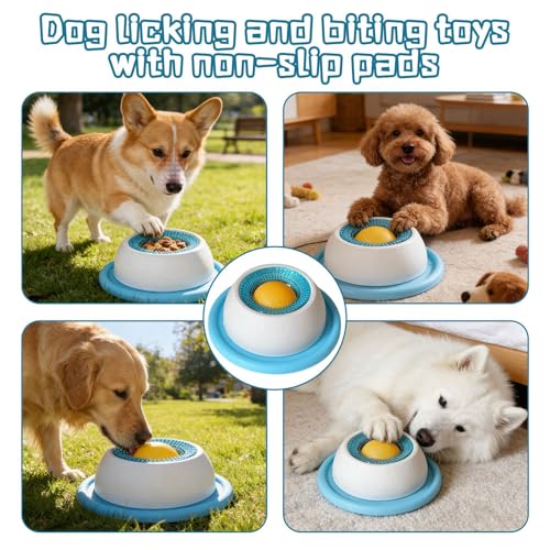 2PcsHundelickspielzeug Lick Bowl für Hunde, Schleckball für Hunde Hund Leckt Futternapf mit Integrierter Drehkugel Nassfutter Lick Pad Mit Antirutschmatte für Haustier Angst Relief und Langsam Füttern