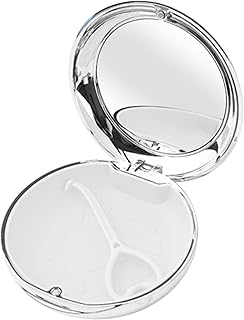 Estuche de retención de viaje con espejo protector bucal con agujeros de ventilación, color negro, White, 8.7x2.7x8.7cm