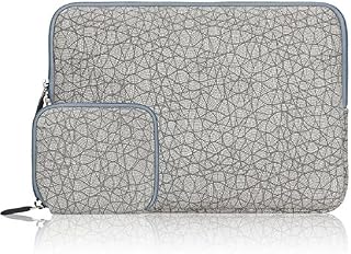 Arvok 15 15.6 16 Inch Canvas Fabric Laptop Sleeve With Extra Bag/Water-resistant Notebook Computer Case/Ultrabook Tablet Briefcase Carrying Bag/Pouch Cover For MacBook /Acer/Asus/Dell/Lenovo/ Samsung, Leaf Vein Grey