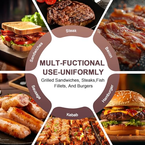 Whaleme Stainless Steel Burger Press, 8.5\" NonStick Hamburger Smasher Tool & Grill Press, 2.5 lbs Heavy Duty Bacon with Wood Handle for Blackstone Camp Chef Pitboss Weber Griddle Grills(Round)