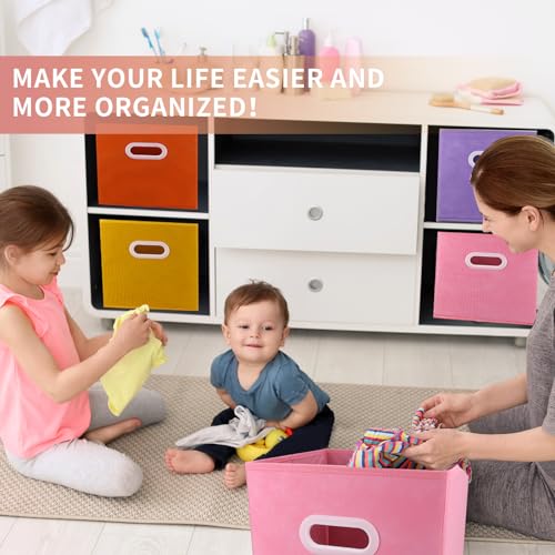 Lourome 11 inch Cube Storage Organizer, 6Color 6 Pack, with Handle by Lourome - Image 5