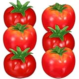 NIYANGLE 6 Stück Teiliges Künstliche Lebensechte Tomaten aus Kunststoff und Schaumstoff Realistische Deko gemüse für Gemüsegeschäfte Kindergärten Fotorequisiten und Tischdekorationen