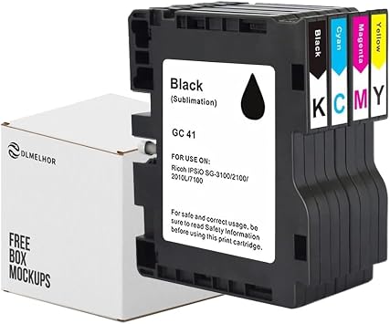 4 Pack GC41 Sublimation Ink Cartridge Pigment Heat Transfer Compatible for Ricoh GC41 for Ricoh IPSiO SG3100 SG2100 SG2100L SG2010L SG3100SNW SG3110DN Aficio SG K3100DN Black Cyan Magenta Yellow