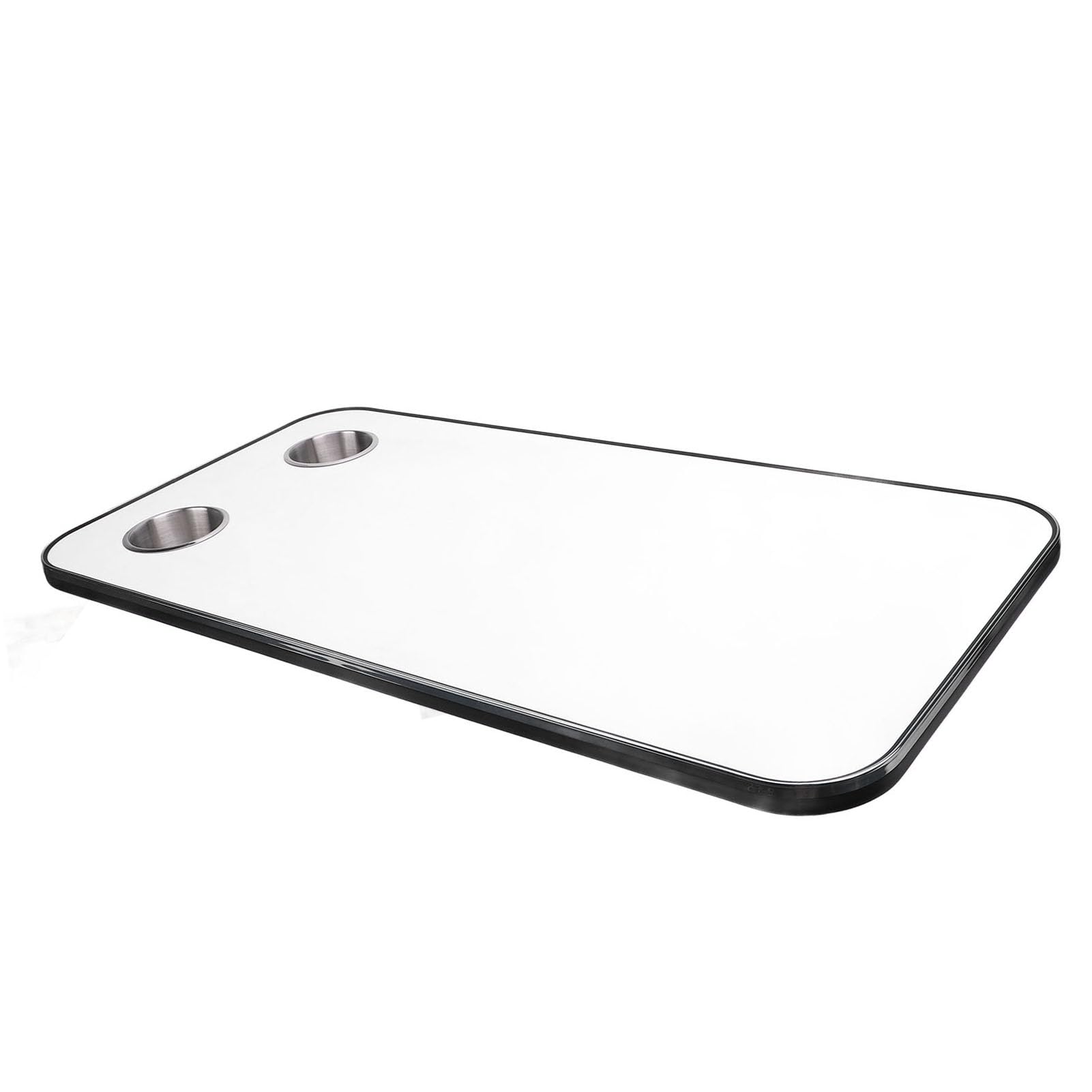 Ausla Plateau de Table pour Camping-Car en Bois Massif avec Porte-gobelets, Finition Lisse 800 X 400 Mm pour Camping-Cars, Bateaux, Yachts et Remorques (White)