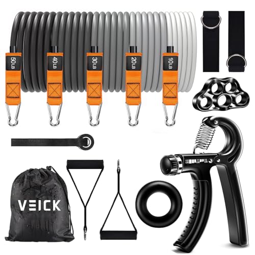Bandes d'exercice de musculation VEICK élastiques à poignées pour entraînement maison