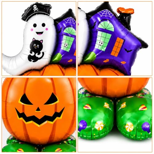 Image of AMFIN Halloween Pumpkin Ghost House Foil Balloon Decoration