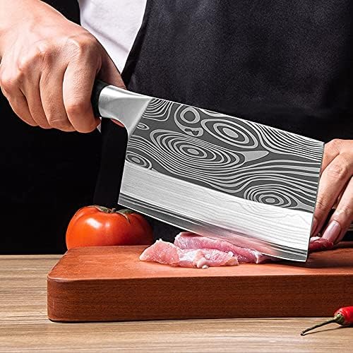 Meat Cleaver Knife, 4Cr13mov Chef Knife 8 inch Chinese Kitchen Knives Meat Fish Vegetables Slicing Knife Super Sharp Blade Rosewood Cleaver (Size : B)