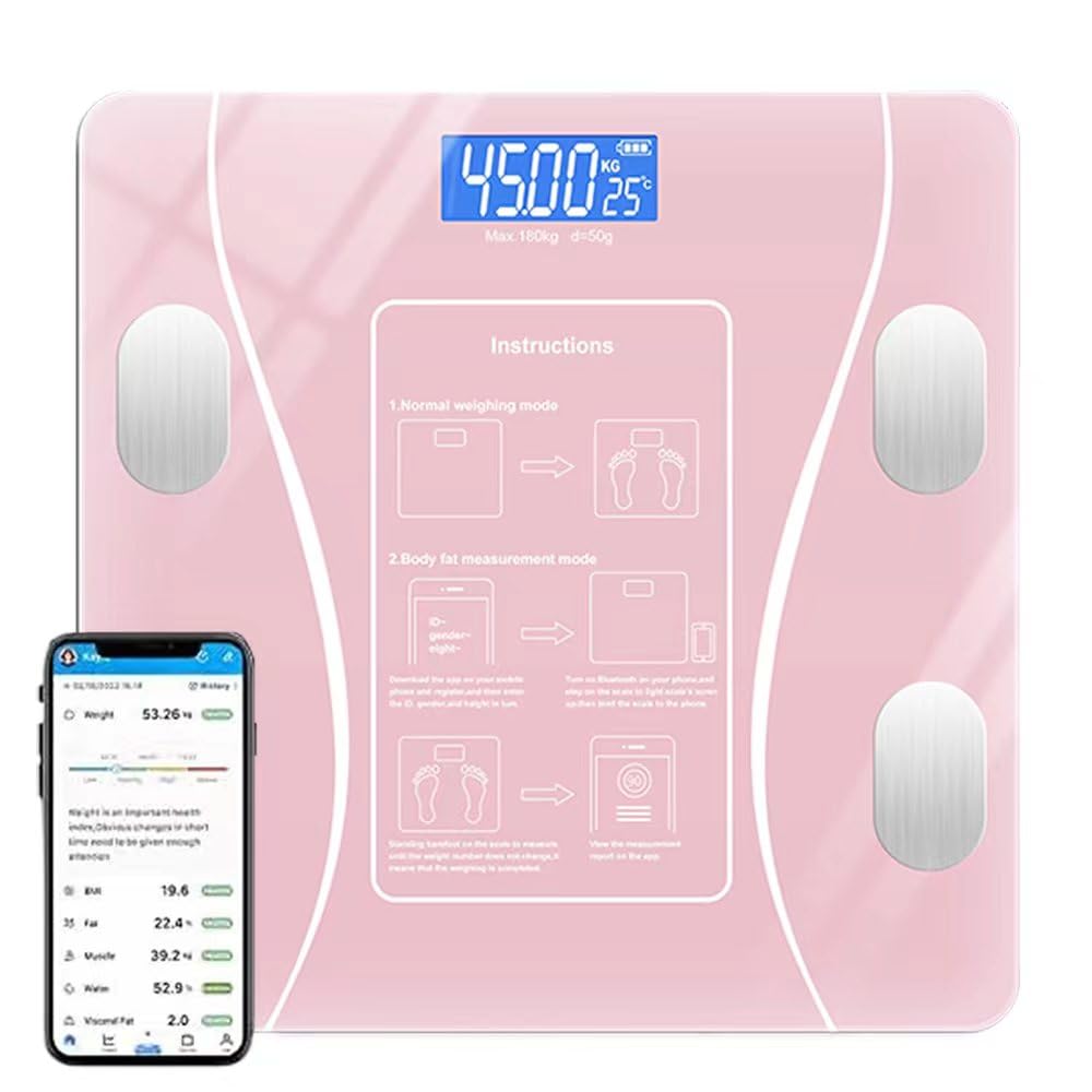 Báscula para peso corporal, báscula de grasa corporal, báscula de baño inteligente Bluetooth y báscula digital para control de grasa corporal y