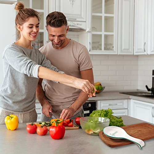 image for VUDECO Spoon Holder for Stove Top - White Ceramic Spoon Holder with Gr