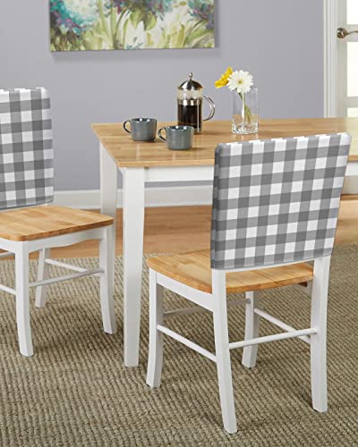 4 Pcs Dining Chair Slipcovers Farmhouse Gray And White Buffalo Plaid Check,Removable Chair Back Covers Classic Lattice Grid Chair Protector For Home Kitchen Dining Room Holiday Party Decor #TOP4