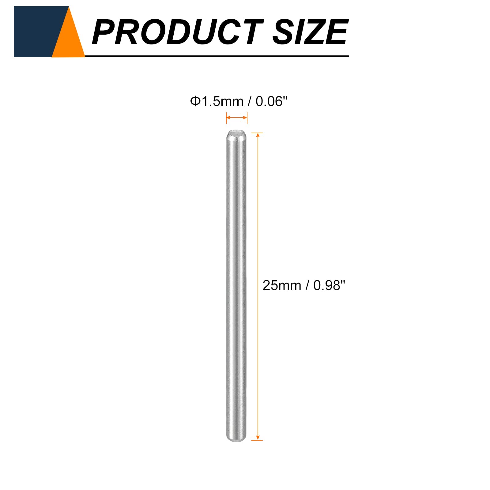 QUARKZMAN 50 Pezzi Spinotti M1.5 (1.5mm) X 25mm 304 Acciaio Inossidabile Supporto Mensola Cilindrico Perno Asta Elementi Di Fissaggio Per Dispositivi Metallici, Argento