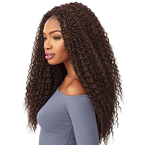Sensationnel Synthetic Lulutress Crochet Braid - WET CURLY 18" (4 Pack, 4 Medium Browm)