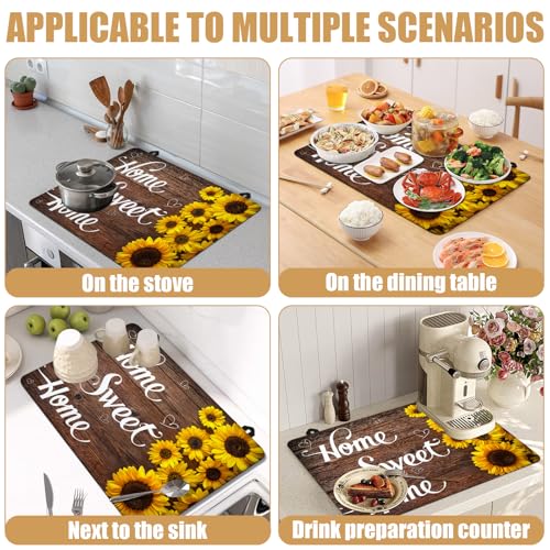 Image of Home Sweet Home Stove Top Covers for Electric Stove, Wooden Grain Electric Gas Stove Pad Heat Resistant Range Cooktop Protector for Home Decor Kitchen 28 inchx20 inch