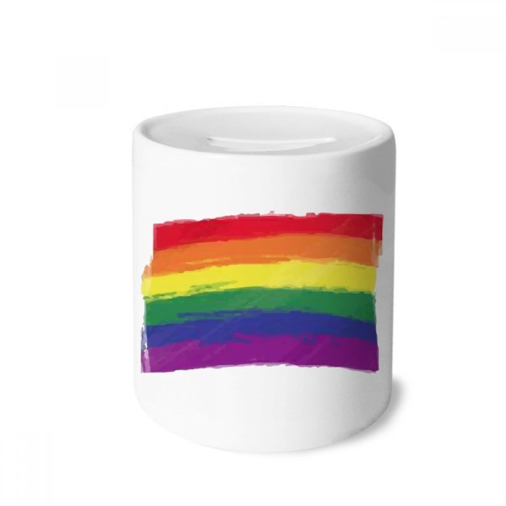 Salvadanaio In Ceramica Arcobaleno LGBT | Regalo Divertente E Colorato Per Bambini E Adulti, Portamonete A Forma Di Cilindro