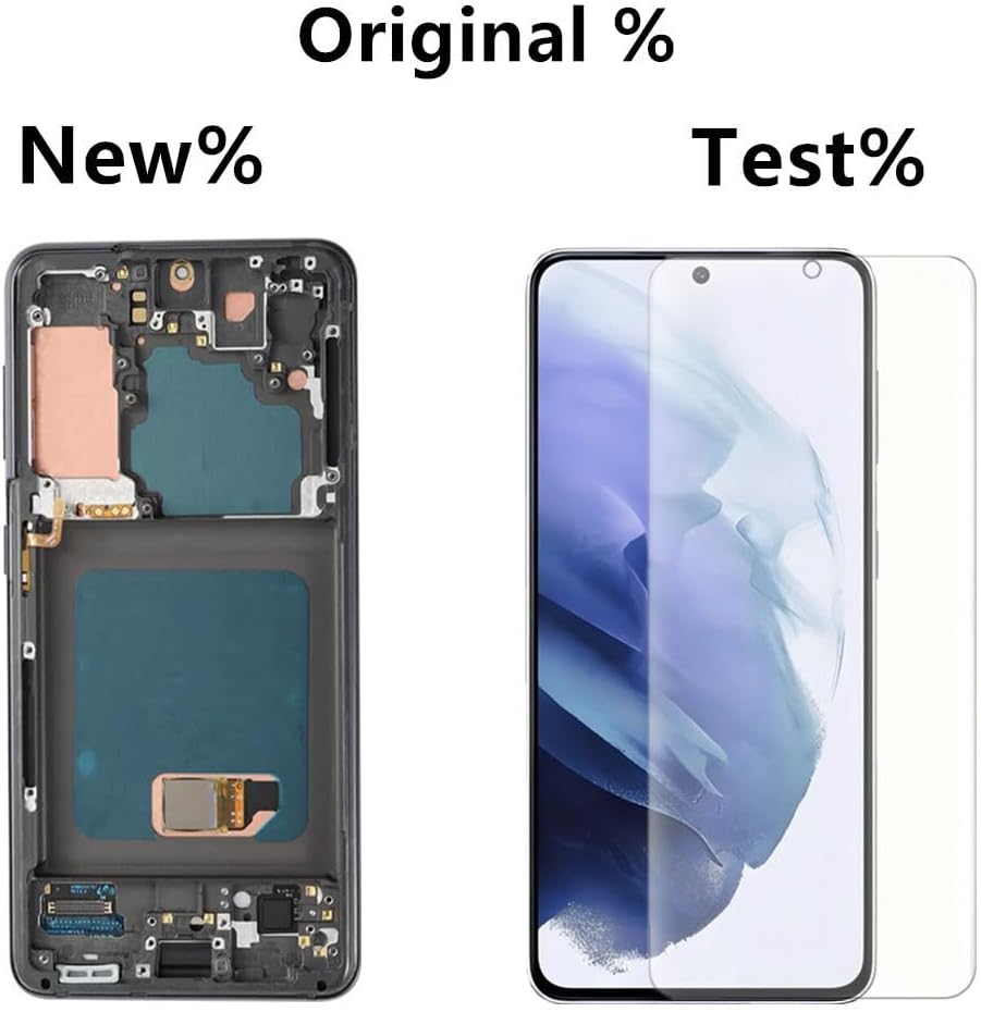 6.2" Original AMOLED Galaxy S21 Screen Replacement for Samsung Galaxy S21 5G G991U G991U1 Display Touch Screen Digitizer Assembly(with Black Frame+Protective Film+Tools)