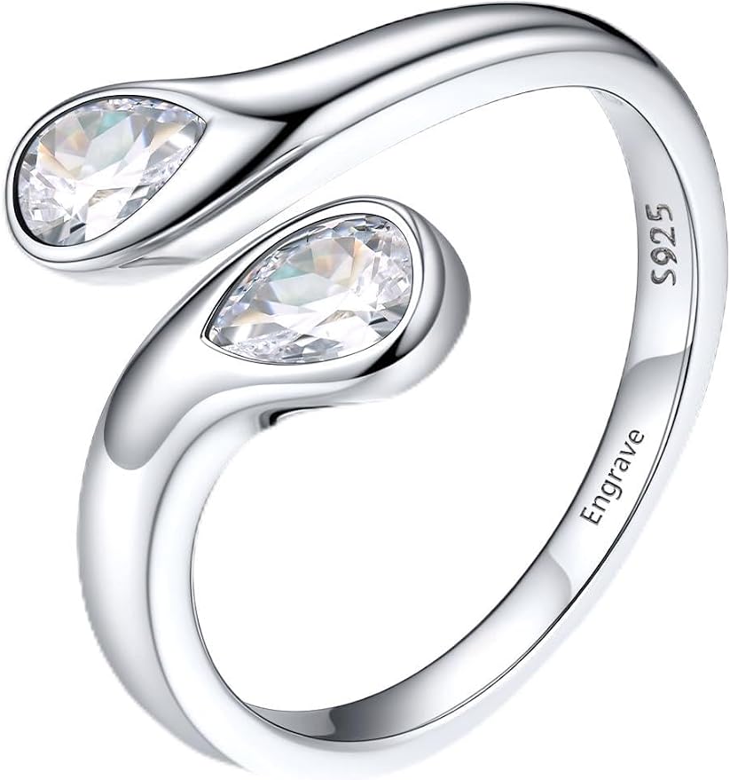 Adjustable Sterling Silver Birthstone Rings