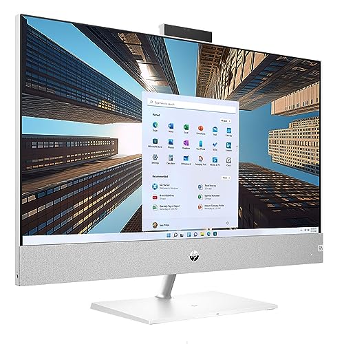 Image of HP Business Pavilion 27 inch All in One Desktop, AMD Ryzen 7 5700U Processor, 32GB RAM, 2TB SSD, Micro-Edge, Anti-Glare, Wi-Fi 6, Webcam, HDMI, Wired Keyboard&Mouse, Windows 11 Pro, White