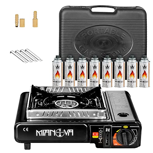 Produktfoto von Mianova Campingkocher Outdoor Gaskocher BBQ Anzünder Grill Notfallkocher Gaskartuschen Gas Kocher Herd 1 flammig Set&hellip;