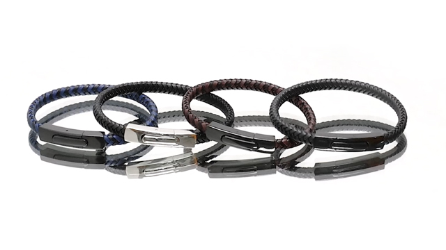 Pulsera trenzada de piel genuina para hombre Geoffrey Beene miniatura 7
