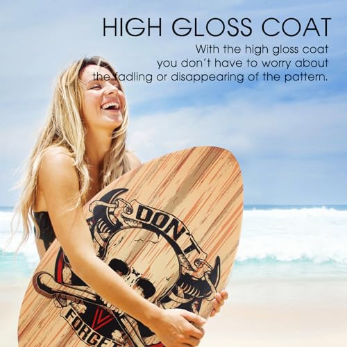 HQO LOVL Skimboard 35 inch Skim Board for Kids Adults Wooden Skim Boards with High Gloss Coat for Beach Skimboards for Beginners to Intermediate(Skull)