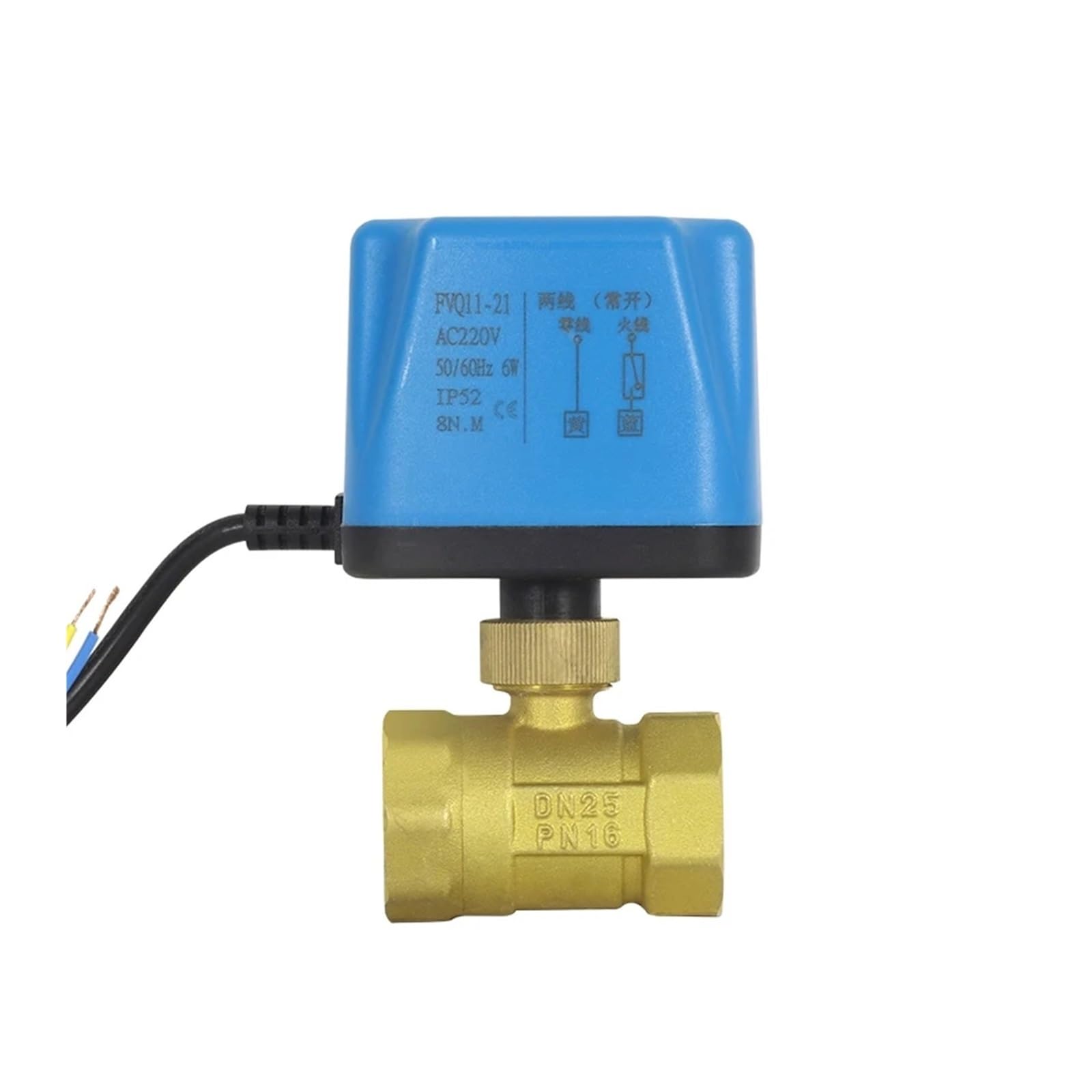 Válvula de bola eléctrica DN50 construida en acero al carbono para alta presión 24V 12V