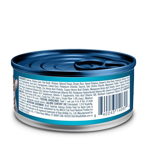 Image of Blue Buffalo Tastefuls Wet Cat Food Pate, Made with Natural Ingredients, Salmon Entree, 5.5-oz Cans (24 Count)