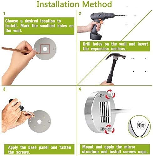 Miniatura 6 de Espejo de maquillaje montado en la pared con luces LED, doble cara con aumento de 10X, espejo de tocador de montaje en pared de 8 pulgadas, rotación