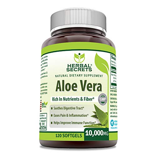 Herbal Secrets Aloe Vera 10000 Mg, 120 Softgels (Non-GMO) -Soothes Digestive Track, Helps Improve Immune Function*