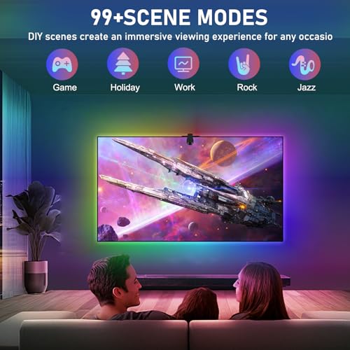 Diyife TV LED Lights, [Upgraded] 5m TV Backlights with AR Sensor Sync to 65-75 Inch TVs Screen & Music, Multiple Colors Changing RGB LED Strip Lights for TVs Work with Remote, Bluetooth, App Control - Image 5